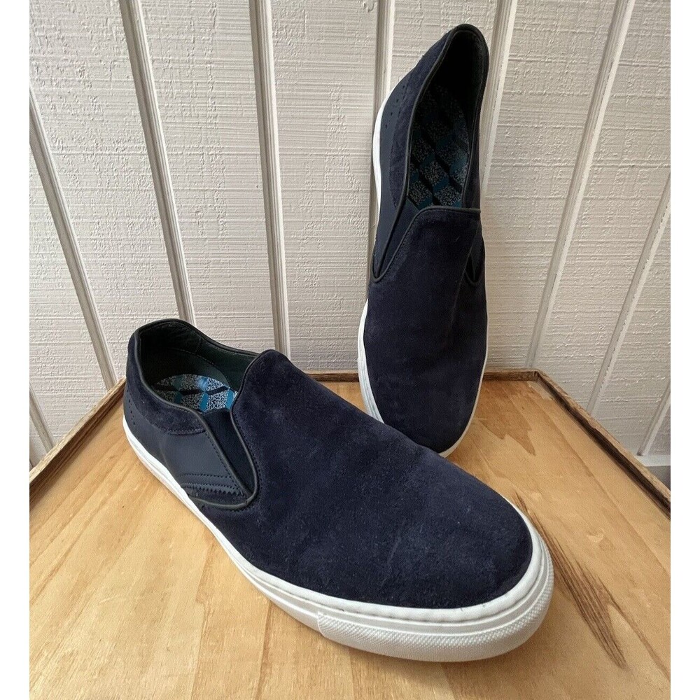Ted Baker Reaine Slip-On Sneakers Leather Suede Navy Blue Mens Size 45/ US 12